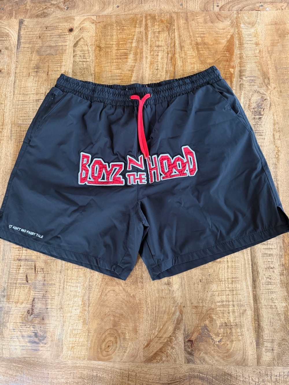 Boyz N The Hood Men's Black Athletic Shorts with Red Accent